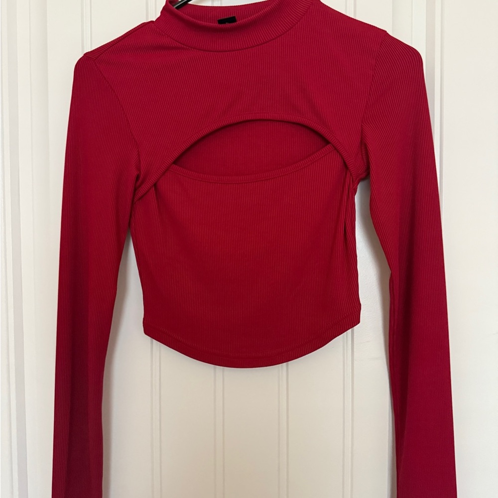 Red Cut-Out Crop Top Bold & Stylish